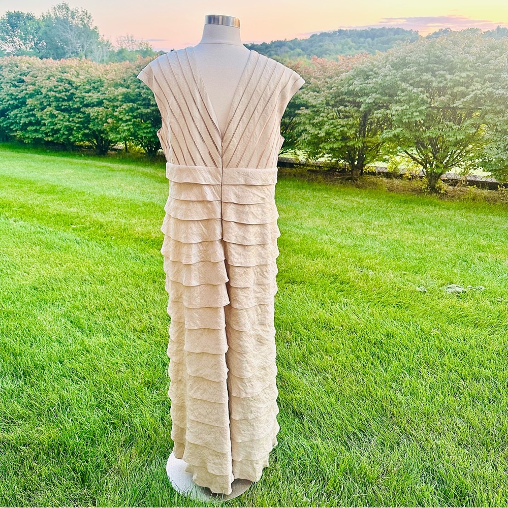 David’s Bridal Tiered Champagne Gold Shimmer Gown - Picture 8 of 15